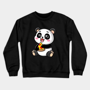 Cute Panda Bear Eating Pizza Crewneck Sweatshirt